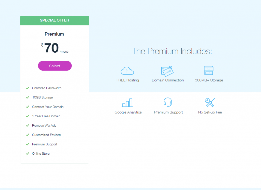 Wix Pricing plans India